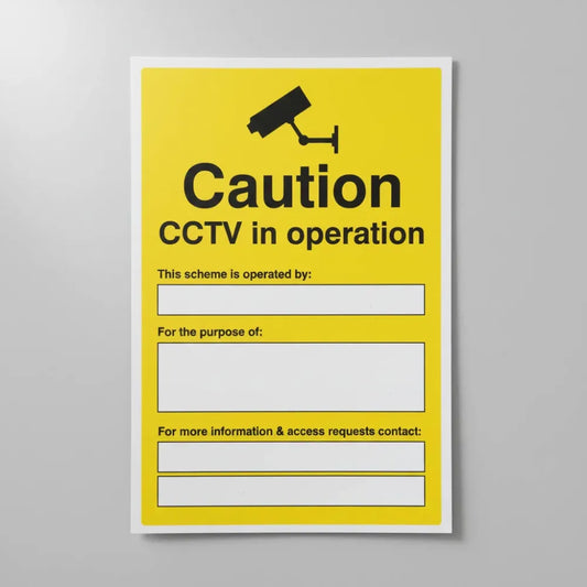 81747Y Caution CCTV in operation - with space for including scheme details Quick-Fix Rigid PVC with SAV Backing (200x300mm) Safety Sign