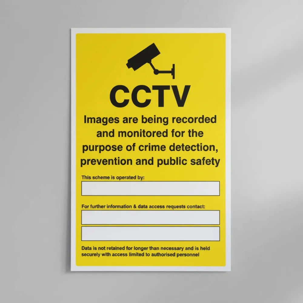 11748K CCTV images being recorded and monitored for the purpose of crime - secure data Rigid Plastic (400x300mm) Safety Sign