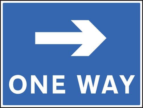 17508Q One way - right Rigid Plastic (600x450mm) Safety Sign