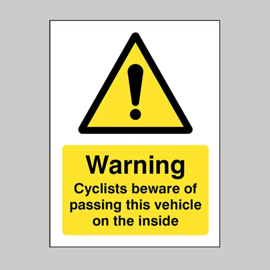 Cyclists beware of passing this vehicle on the inside