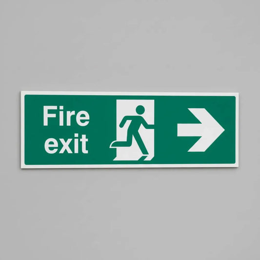 53555 Fire exit right floor graphic 600x200mm (external grade) Miscellaneous