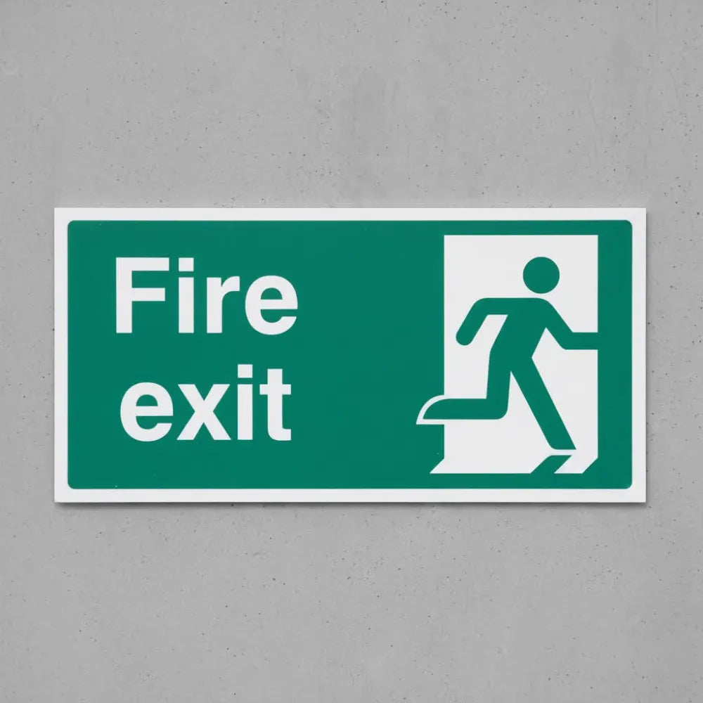 82033L Final fire exit right symbol Quick-Fix Rigid PVC with SAV Backing (450x150mm) Safety Sign