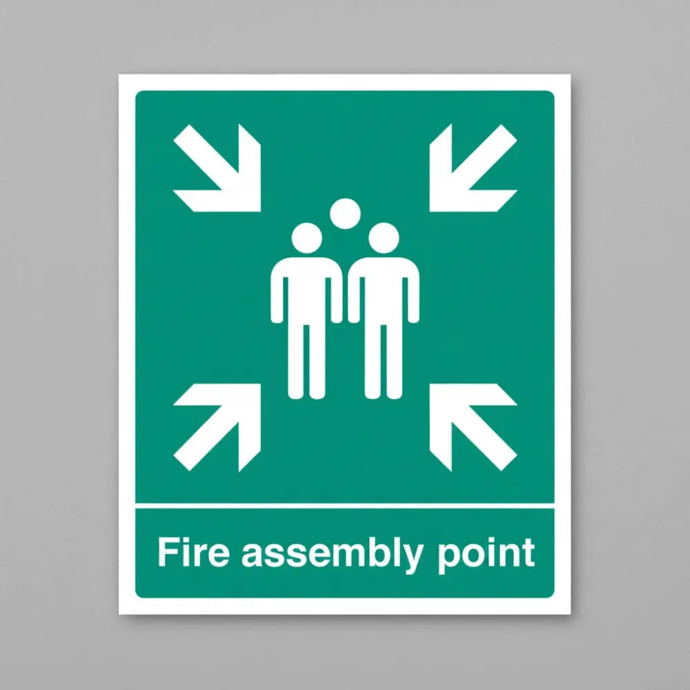 22059Y Fire assembly point Self Adhesive Vinyl (200x300mm) Safety Sign