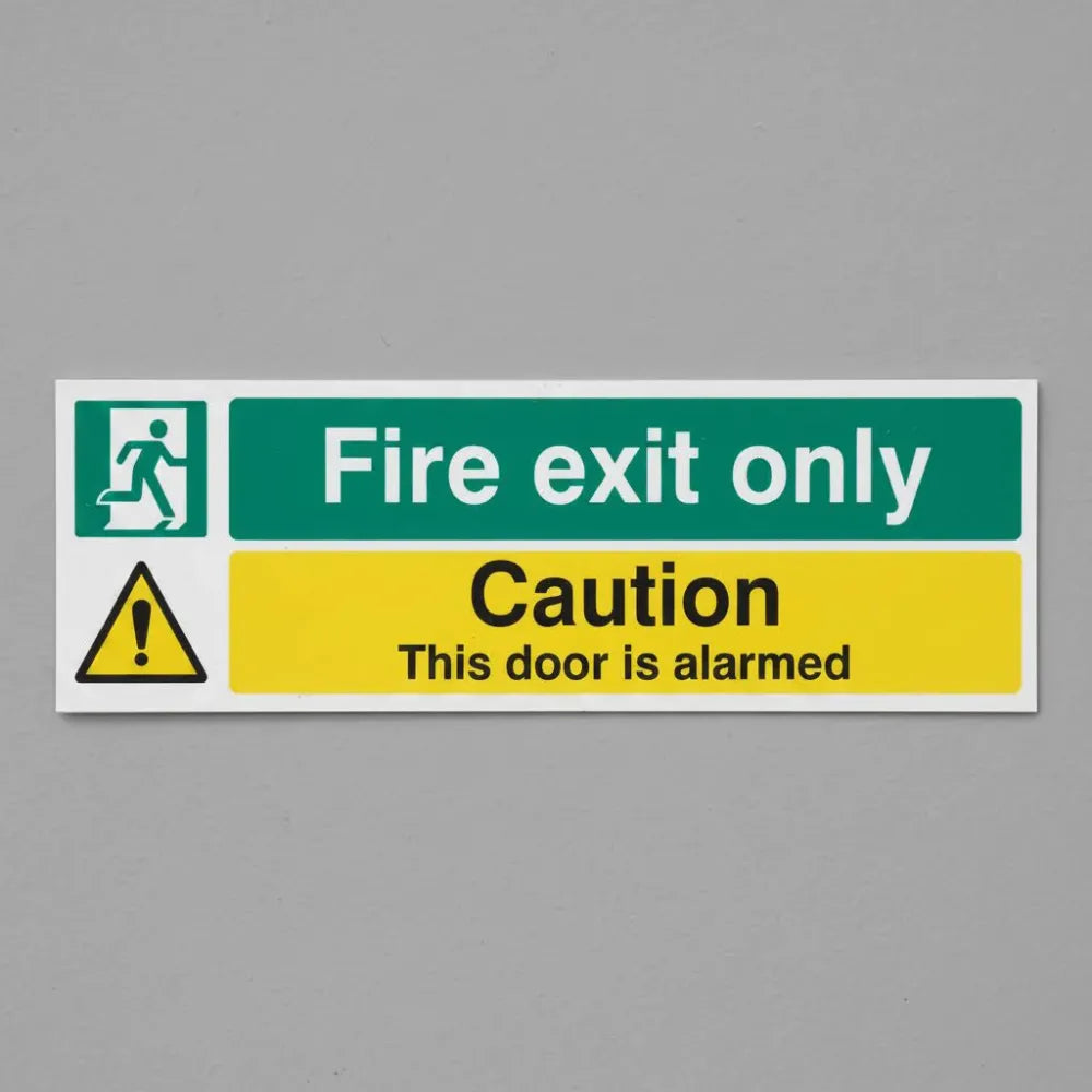 Fire exit only caution this door is alarmed