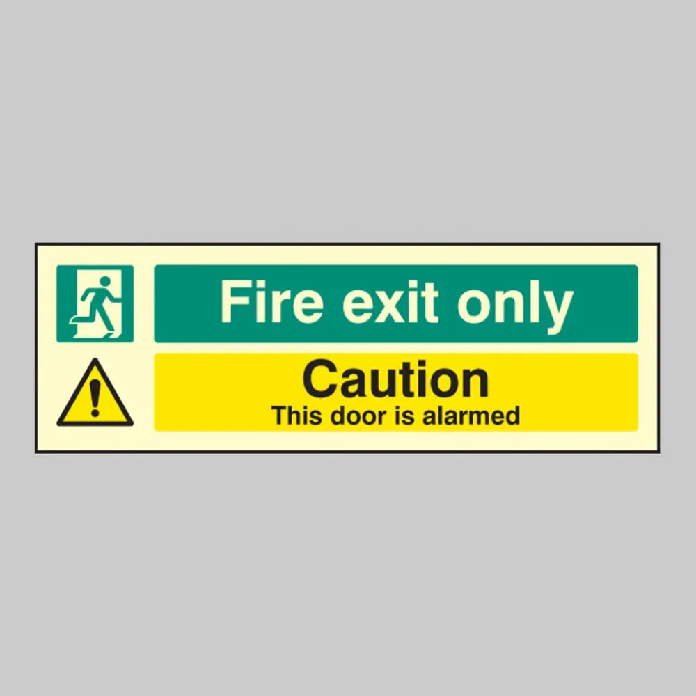 Fire exit only caution this door is alarmed