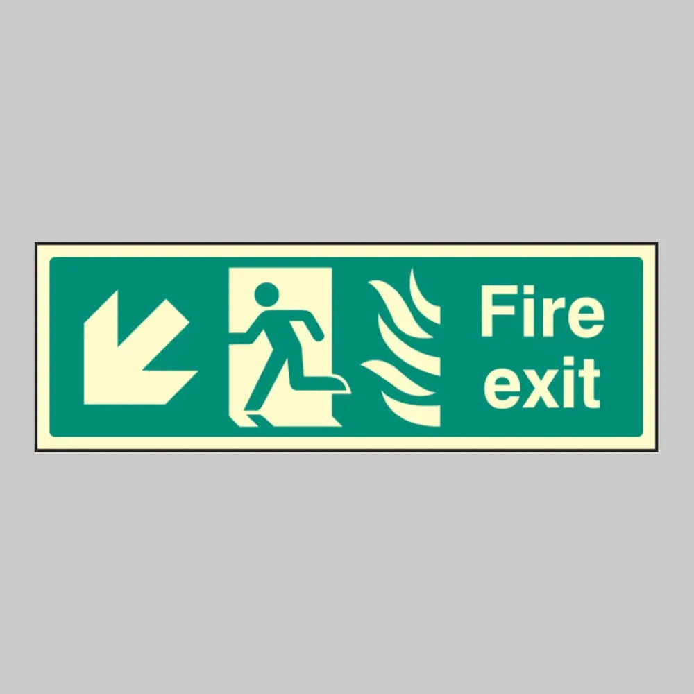 Fire exit arrow down left - HTM