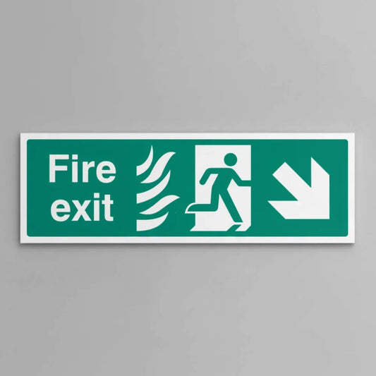 Fire exit arrow down right - HTM