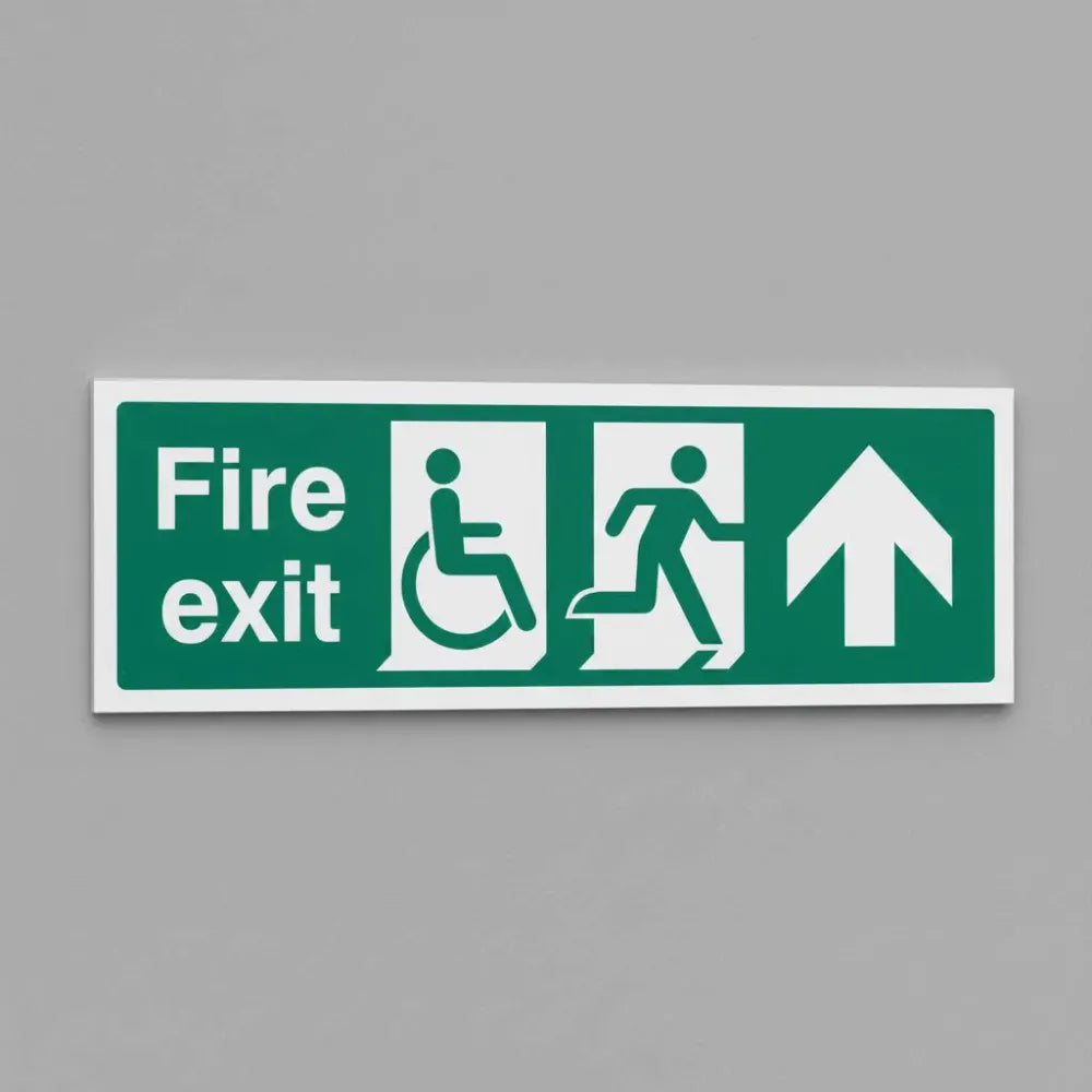 Disabled fire exit arrow ahead
