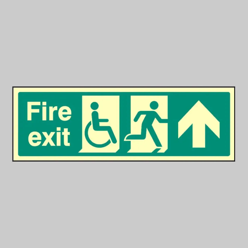 Disabled fire exit arrow ahead