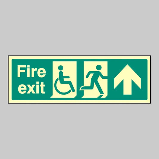 Disabled fire exit arrow ahead