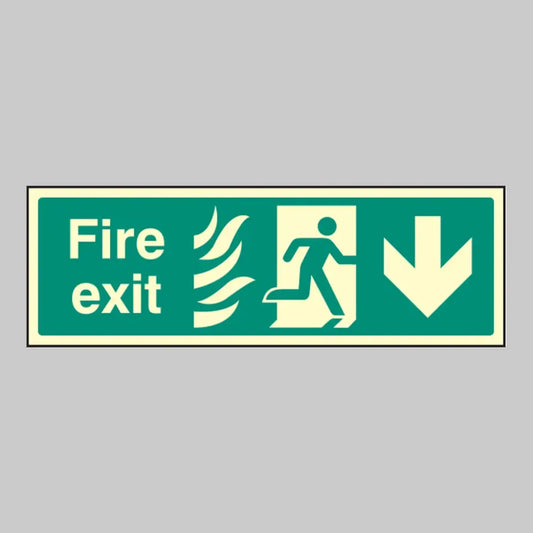 Fire exit arrow down - HTM