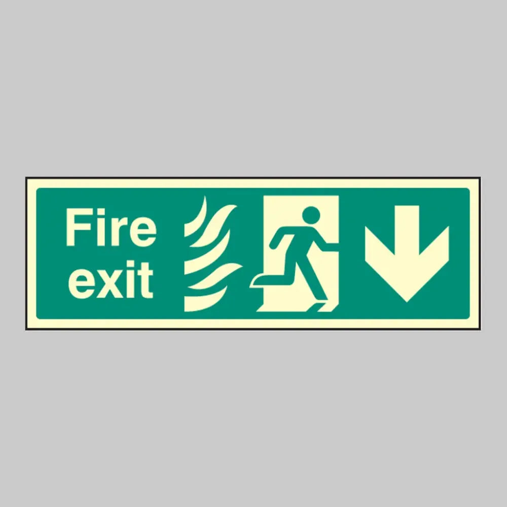 Fire exit arrow down - HTM
