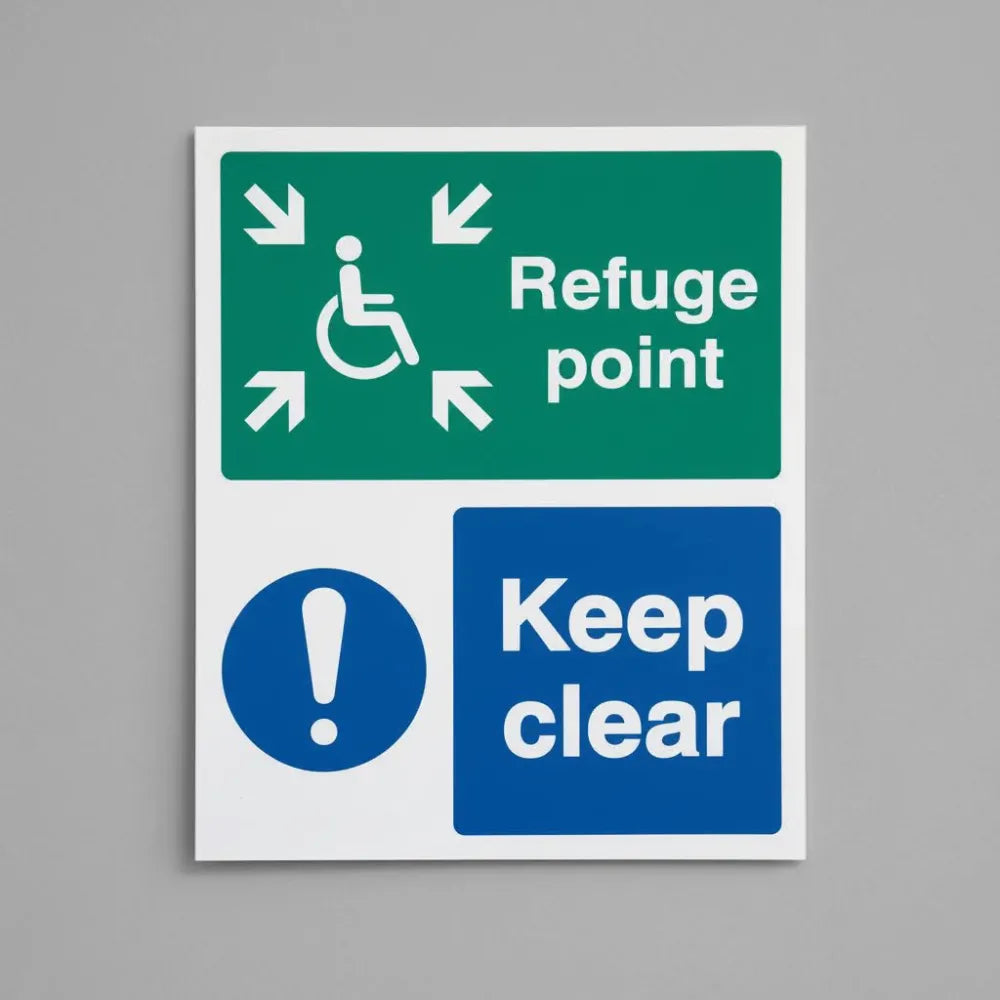 12096Y Refuge point keep clear Rigid Plastic (200x300mm) Safety Sign