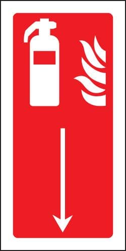 21001X Extinguisher down Self Adhesive Vinyl (200x100mm) Safety Sign