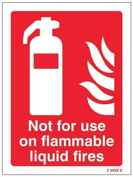21006E Not for use on flammable liquid fires Safety Sign