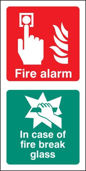 21031X Fire alarm / break glass Self Adhesive Vinyl (200x100mm) Safety Sign