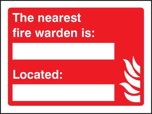 21036E The nearest fire warden is Self Adhesive Vinyl (200x150mm) Safety Sign