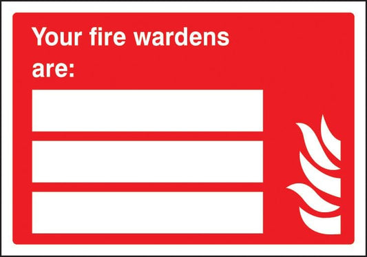 21037E Your fire wardens are Self Adhesive Vinyl (200x150mm) Safety Sign