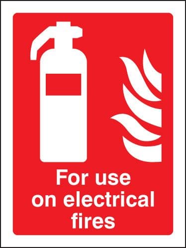 21038E For use on electrical fires Self Adhesive Vinyl (200x150mm) Safety Sign