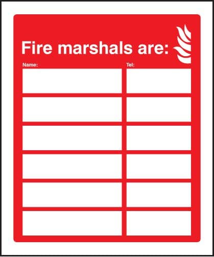 21064H Fire marshals are (6 names and numbers) Self Adhesive Vinyl (300x250mm) Safety Sign