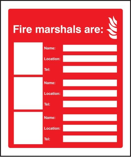 21065H Fire marshals are (3 names, locations and numbers) Self Adhesive Vinyl (300x250mm)
