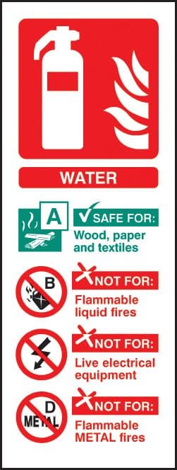 21214S Water extinguisher identification Self Adhesive Vinyl (75x200mm) Safety Sign