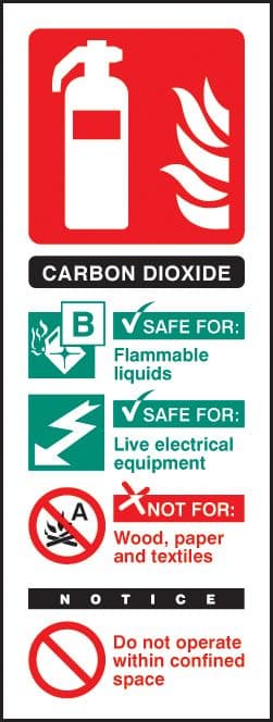 21217S CO2 extinguisher identification Self Adhesive Vinyl (75x200mm) Safety Sign