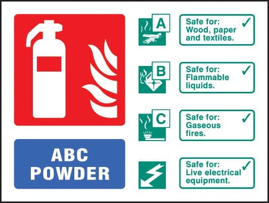 21233D ABC powder extinguisher identification Self Adhesive Vinyl (100x150mm) Safety Sign