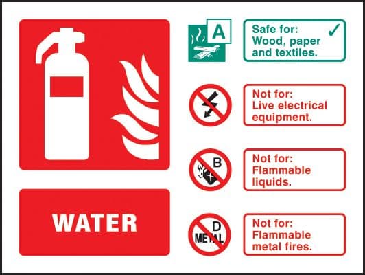 21237D Water extinguisher identification Self Adhesive Vinyl (100x150mm) Safety Sign