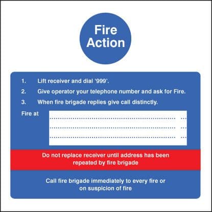 21406F Fire action - hotel Self Adhesive Vinyl (200x200mm) Safety Sign