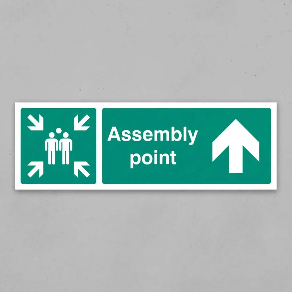 62141Y Assembly point straight on Aluminium (200x300mm) Safety Sign