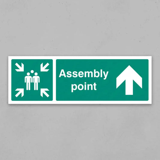 62141Y Assembly point straight on Aluminium (200x300mm) Safety Sign