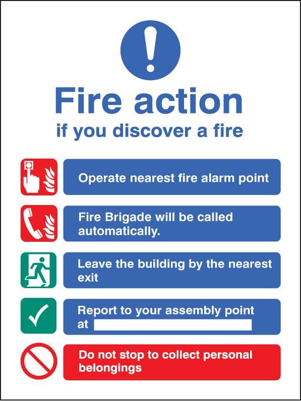 21429H Fire action auto dial without lift (fire service dialled automatically) Sticker (300x250mm)
