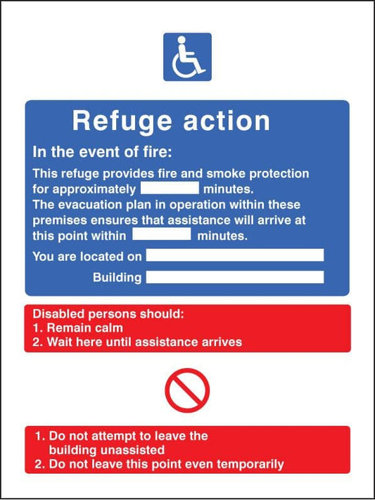 21430E Refuge action Self Adhesive Vinyl (200x150mm) Safety Sign
