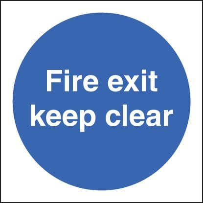21606F Fire exit keep clear Self Adhesive Vinyl (200x200mm) Safety Sign