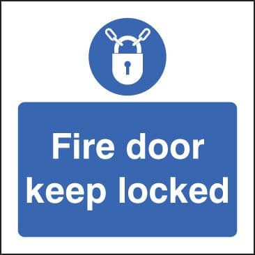21630B Fire door keep locked Self Adhesive Vinyl (80x80mm) Safety Sign