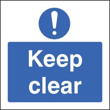 21632F Keep clear Self Adhesive Vinyl (200x200mm) Safety Sign