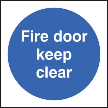 21636U Fire door keep clear Self Adhesive Vinyl (100x100mm) Safety Sign