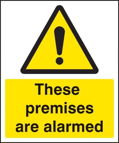 21702H These premises are alarmed Self Adhesive Vinyl (300x250mm) Safety Sign
