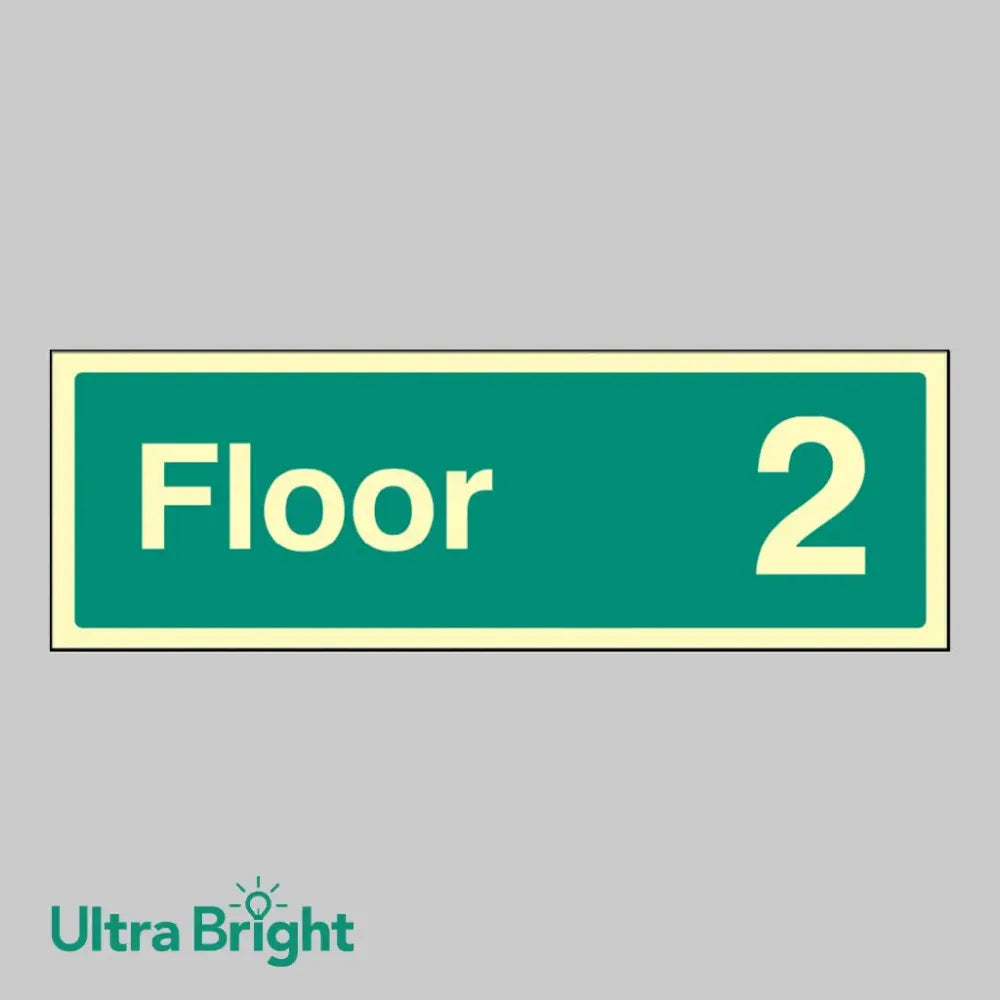 32173L Floor 2 Photoluminescent Rigid (450x150mm) Safety Sign