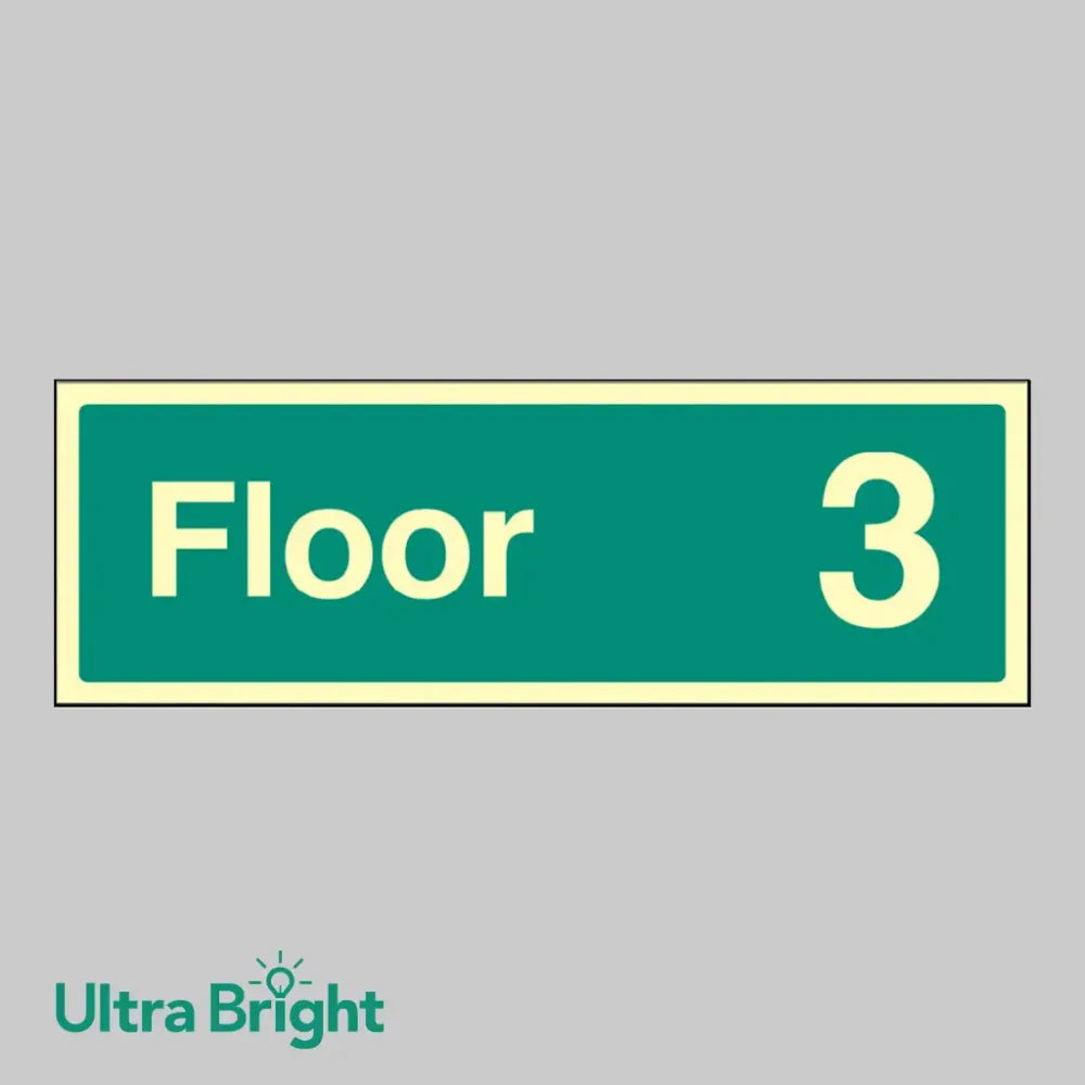 32174L Floor 3 Photoluminescent Rigid (450x150mm) Safety Sign
