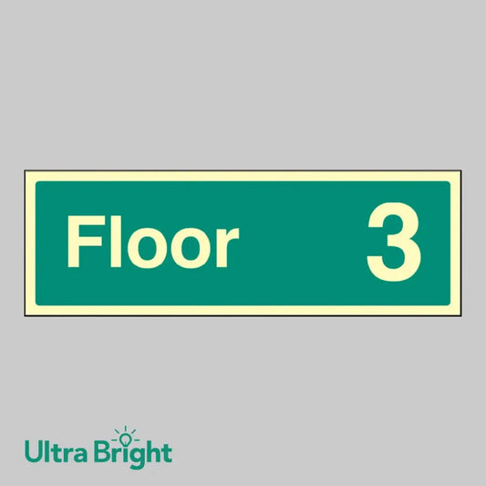 32174L Floor 3 Photoluminescent Rigid (450x150mm) Safety Sign
