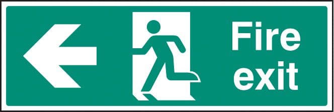 22003L Fire exit - left Self Adhesive Vinyl (450x150mm) Safety Sign