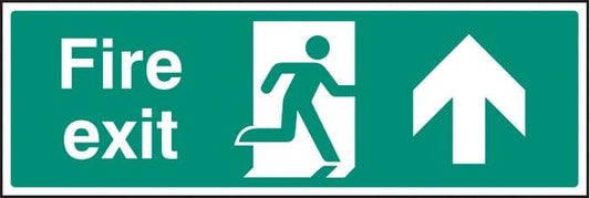 22007L Fire exit - straight on Self Adhesive Vinyl (450x150mm) Safety Sign