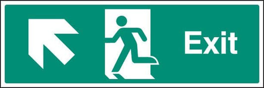 22009G Exit - up and left Self Adhesive Vinyl (300x100mm) Safety Sign