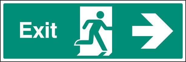 22012L Exit - right Self Adhesive Vinyl (450x150mm) Safety Sign