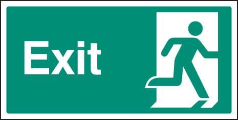 22036V Exit - right symbol Self Adhesive Vinyl (300x150mm) Safety Sign