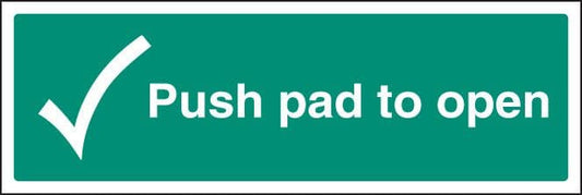 22049G Push pad to open Self Adhesive Vinyl (300x100mm) Safety Sign