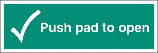 22049L Push pad to open Self Adhesive Vinyl (450x150mm) Safety Sign