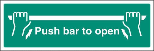 22052G Push bar to open Self Adhesive Vinyl (300x100mm) Safety Sign